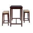 thumbnail image 4 of Pemberly Row Wood 3 Piece Counter Dining Set Beige Faux Leather Seats in Brown, 4 of 11