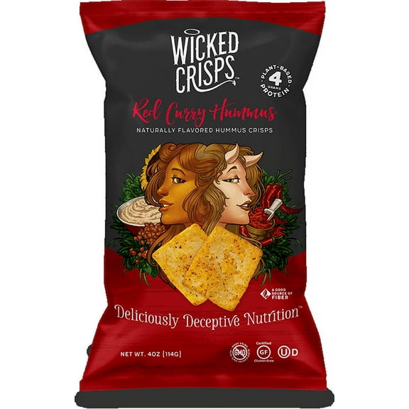 Wicked Crisps Red Curry Hummus - Naturally Flavored Hummus Crisps : 4oz / 4pk