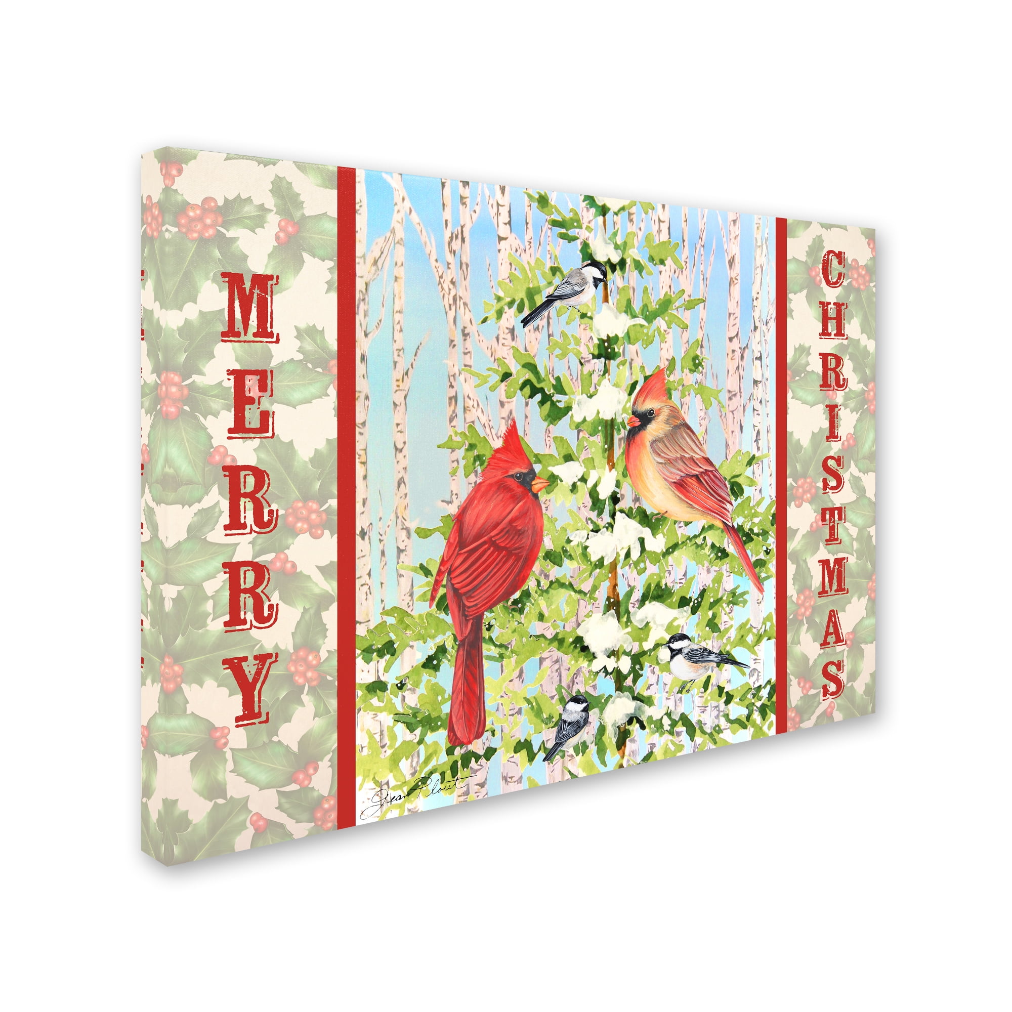 Trademark Fine Art 'Christmas Birds' Canvas Art by Jean Plout