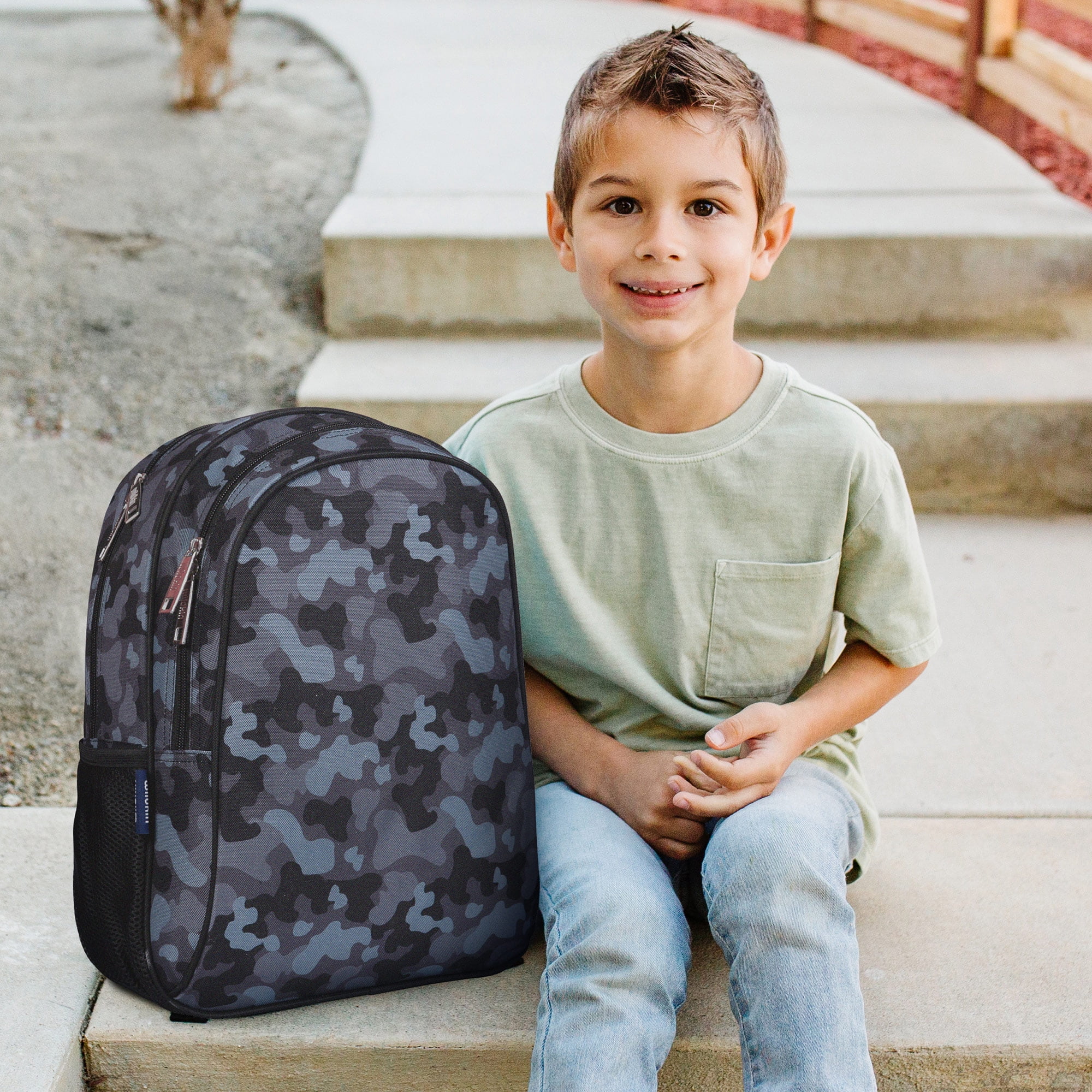 Wildkin Kids 15 Inch Backpack for Boys and Girls (Black Camo)