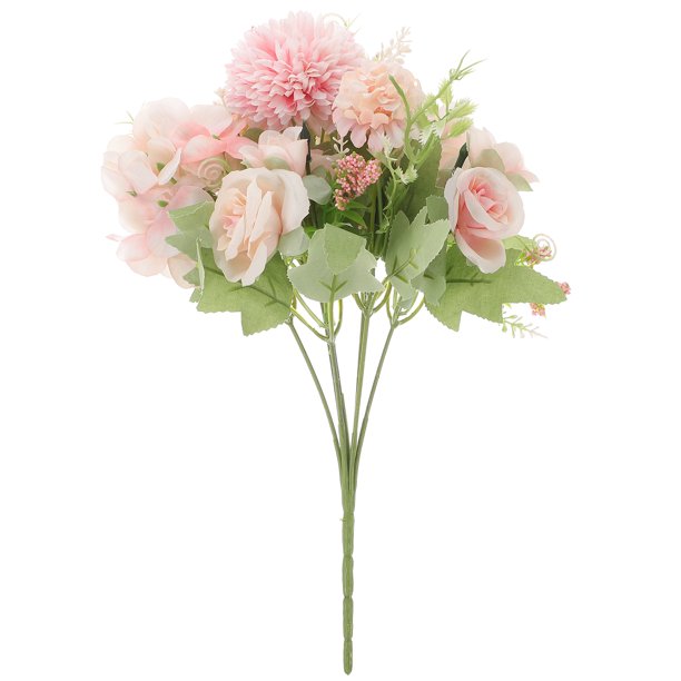 GOOHOCHY Ramo de rosas de imitación de flores simuladas de 7 ramas, adornos florales de rosas artificiales