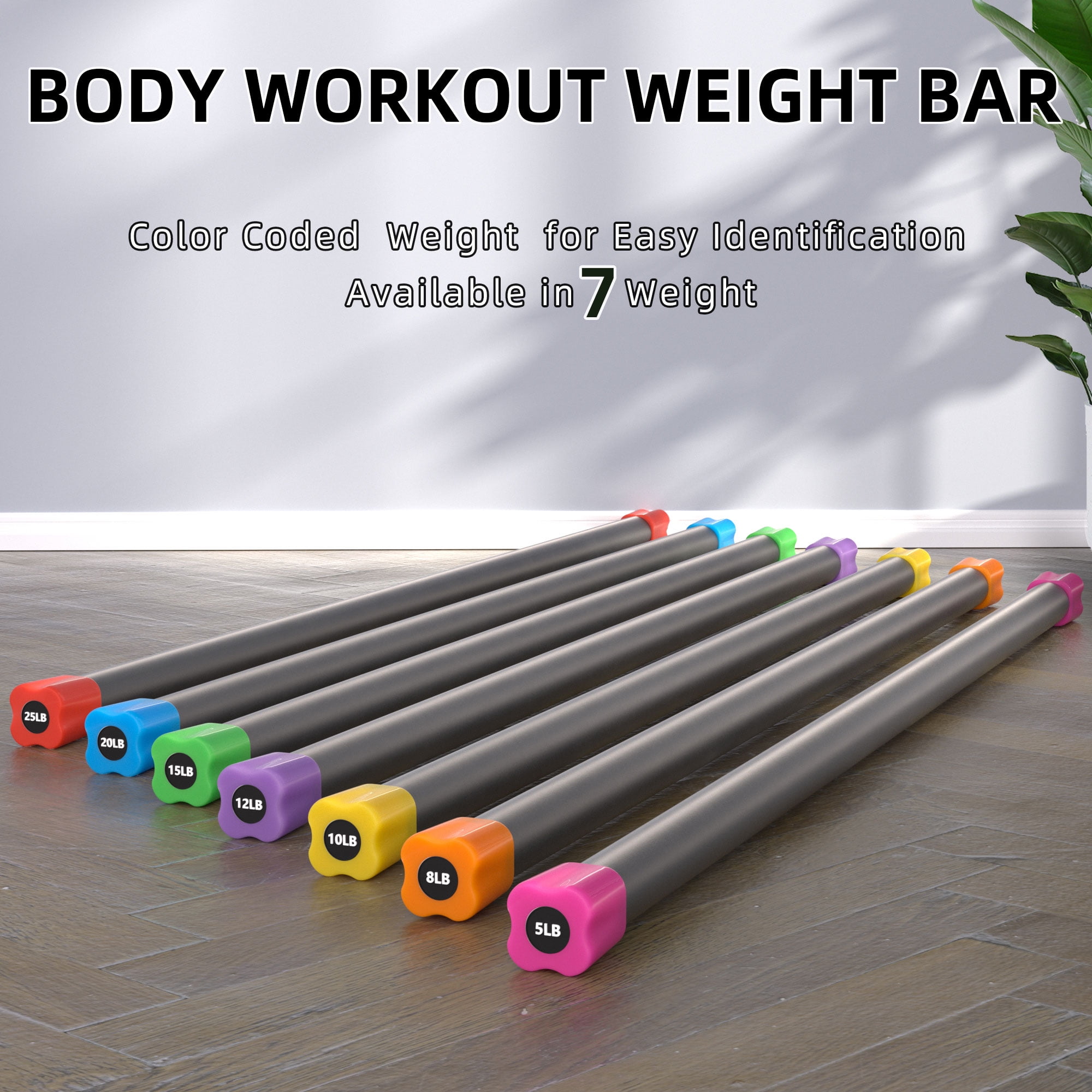 Signature Fitness Total Body Workout & Exercise Weighted Bar w/Grip, 3 Pack
