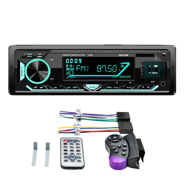 Radio de Voiture Stéréo FM Bluetooth Lecteur MP3 Appel Mains Libres avec Volant Télécommande Entrée aux Double USB, Facile à Installer