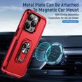thumbnail image 3 of for iPhone 11 Case, Slim Fit Military Grade Drop Tested Dual Layer Shockproof Case with 360 Ring Holder Kickstand Protective Rugged Car Magnetic Non-Slip Phone Case,Rose+Red, 3 of 11