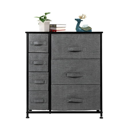 Dresser With 7 Drawers Furniture Storage Tower Unit For Bedroom Hallway Closet Office Organization Steel Frame Wood Top Easy Pull Fabric Bins Grey Walmart Com Walmart Com