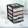 thumbnail image 3 of Gracious Living 4 Drawer Desktop Storage w/ Organizer Lid, Black (3 Pack), 3 of 8
