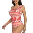 thumbnail image 2 of Easygdp Gnomes Hold The Letters LOVE Women's One Shoulder Ruffle Monokini Bathing Suits with Removable Chest Pad, Quick Drying - Large, 2 of 8