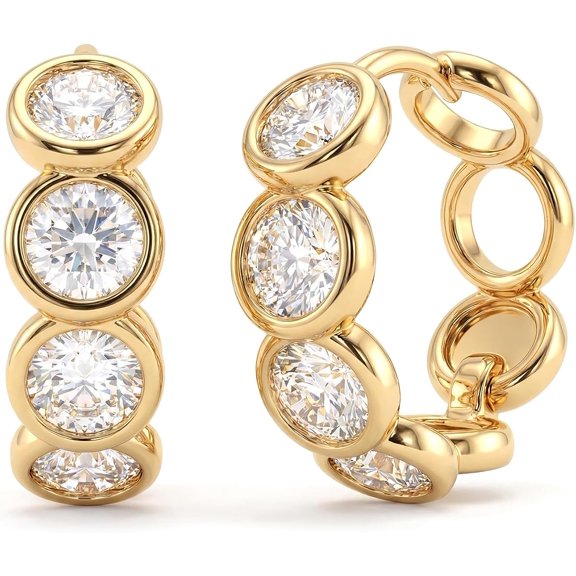 Terandius Gold Huggie Hoop Earrings 14K Gold Plated Cubic Zirconia Bezel Set Small Hoop Earrings for Women Gift Daily Wear Hypoallergenic