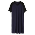 thumbnail image 2 of Kureaily Male Thin Splicing Long Casual Home Wear Comfortable V Neck Large Size Cotton Short Sleeved Soft Loose Pajamas Summer Sleepwear, 2 of 4