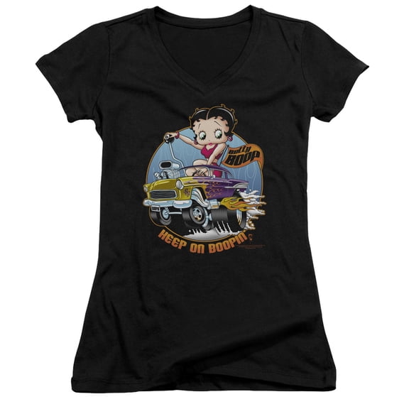 Betty Boop Keep On Boopin Junior Women's T-Shirt V-Neck Black