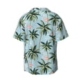 thumbnail image 5 of Uemuo Flamingos And Palms Pattern Cotton Linen Short Sleeve Shirts,Casual Lightweight Button Down Shirts,Vacation Beach Summer Tops-Small, 5 of 7