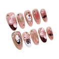 thumbnail image 2 of 30Pcs Halloween Press On Nails Almond - Pink Spooky Ghost Bat Pumpkin Design,Gothic Acrylic Press-On Nails with 3D Flower,Rhinestones,Ghost/Bat/Pumpkin,Reusable & Easy Apply,Ideal for Halloween Party, 2 of 7