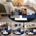 thumbnail image 6 of Blue Black Round Area&nbsp;Rug 3.3ft Geometric Abstract Color Block Plaid Patchwork Non-Slip&nbsp;Washable Circle Rugs Soft Felt Indoor Floor Mat for Bedroom Kitchen Living Room Bathroom, 6 of 9