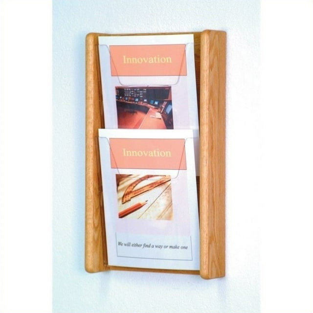 Wooden Mallet 2 Pocket Acrylic and Oak wall Display in Light Oak