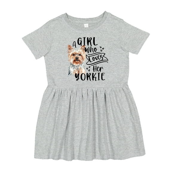 Inktastic A Girl Who Loves Her Yorkie Girls Toddler Dress