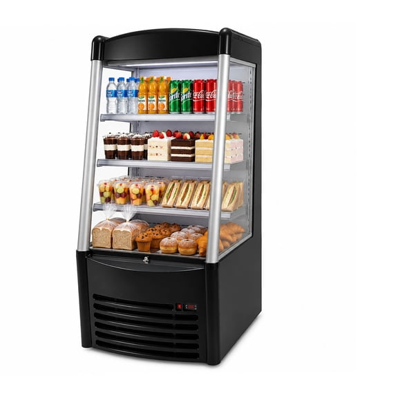 29 in. Open Air Refrigerator Display Merchandiser, 8.6 Cu. Ft., NSF Commercial Grab & Go Cooler, Black