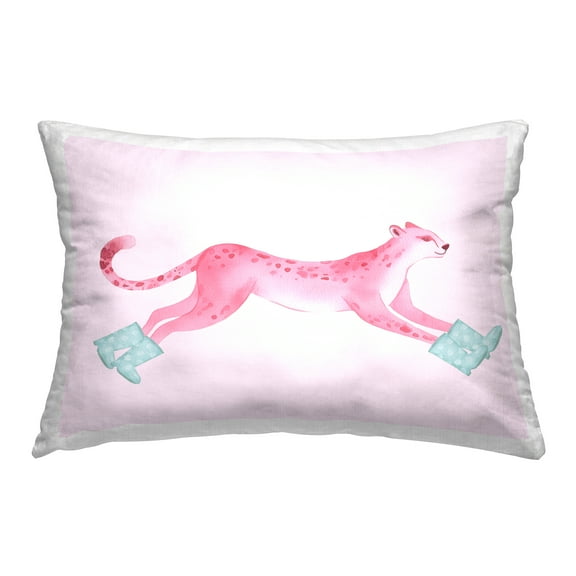 Stupell Industries Running Leopard in Boots Decorative Printed Throw Pillow Design by Daphne Polselli.