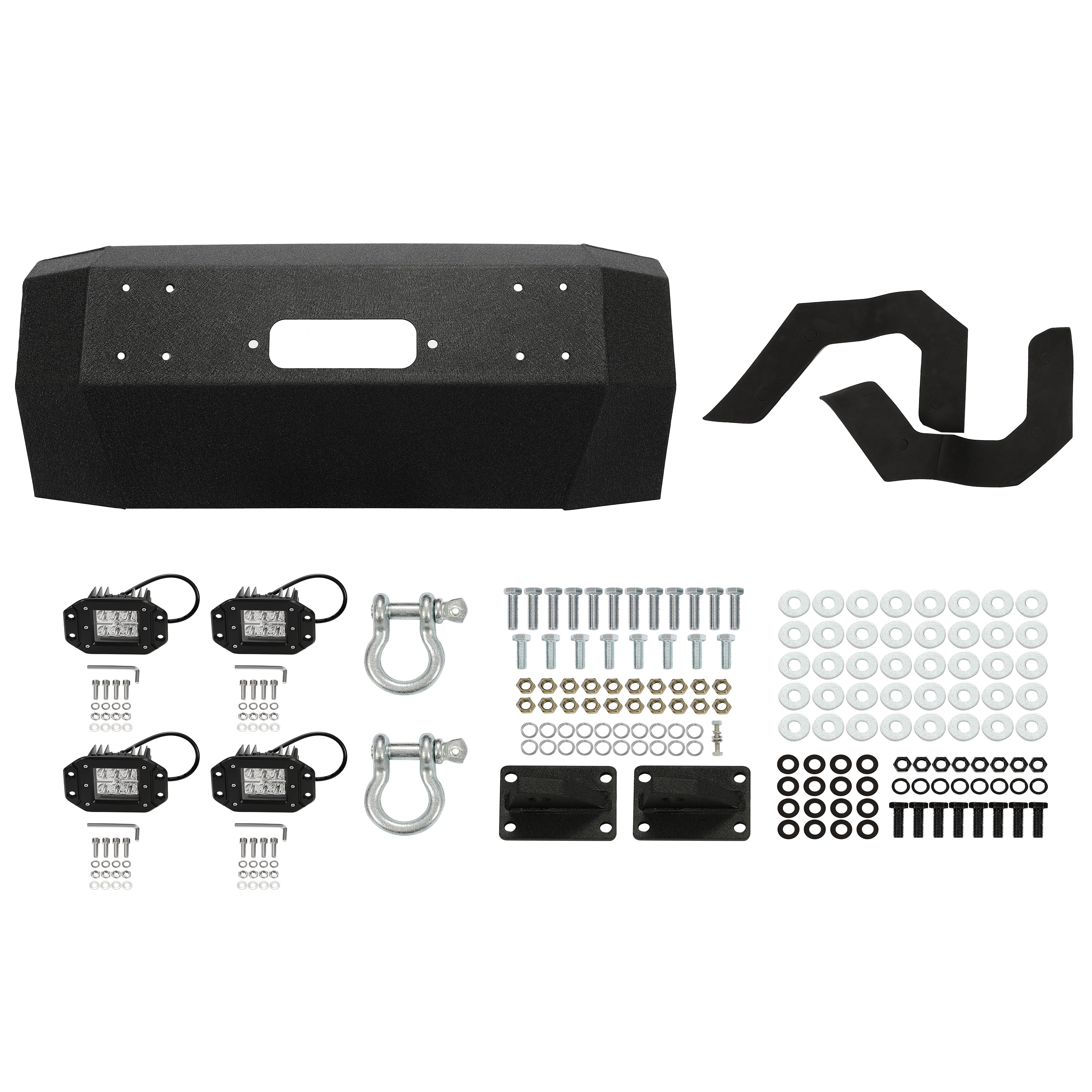 Kojem Offroad Front Bumper, Fit for 2004-2008 Ford F150, with Winch Plate & Led Lights,D-rings Ready, 3 Piece