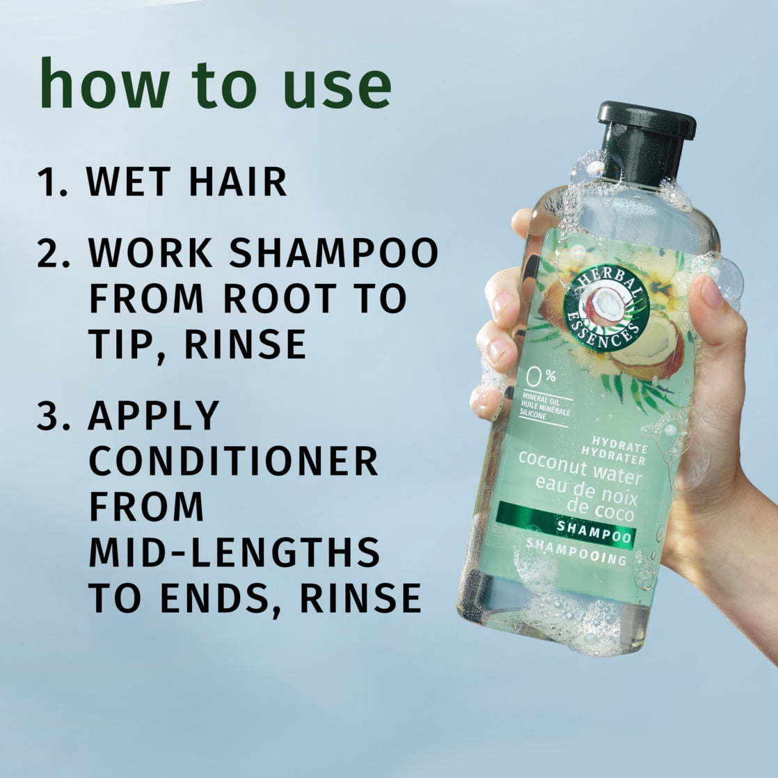 Herbal Essences Moisturizing Shampoo and Conditioner Set, Coconut Water and Jasmine, 27 fl oz
