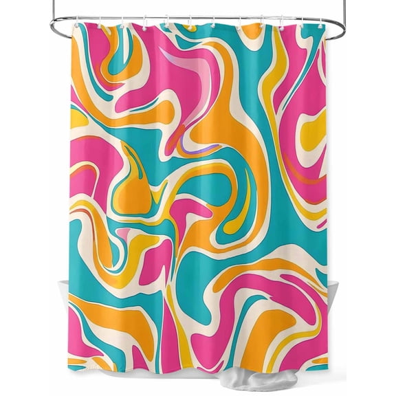 Modernism Shower Curtain Set ,Waterproof Fabric Shower Curtains Abstract Pink Green Yellow Water Ripple Shower Curtains for Bathroom,Bathroom Decor 54x"78"