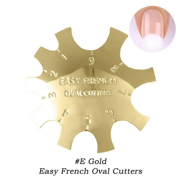 Graflsoa Gold French Nail Shaping Template - Stainless Steel Acrylic Nail Tool for DIY Home or Salon Use, Model E