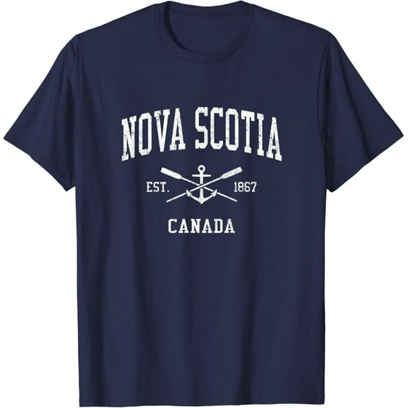 Simple Fit Nova Scotia Vintage Crossed Oars & Boat Anchor Sports T-Shirt All Size S-5XL