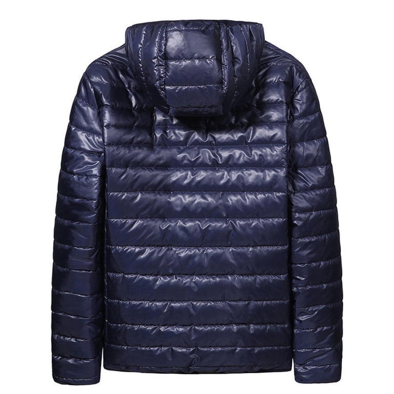 Moxiu Packable Down Jacket Mens with Hood Lightweight Full Zip 