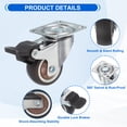 thumbnail image 3 of Ruedas de carro Uxcell de 1.5 pulgadas, juego de 4 ruedas giratorias de TPR de alta resistencia con freno de 55 Lbs para muebles, marrón, 3 of 7