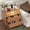 Walnut, variant on Modern Fluted 2-Drawer Dresser with LED Lighting & Charging Station, 23.6" Wide Chest, Gold Handles, Multi-Room Storage