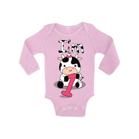 

1st Birthday Baby Romper - Cute Baby Boy Baby Girl Shirt - Little Cow Bodysuit