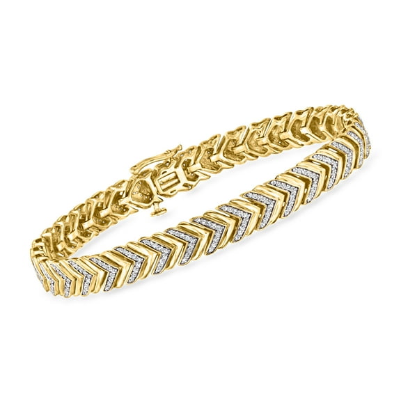 Ross-Simons 1.00 ct. t.w. Diamond Chevron-Link Bracelet in 18kt Gold Over Sterling, Women's, Adult