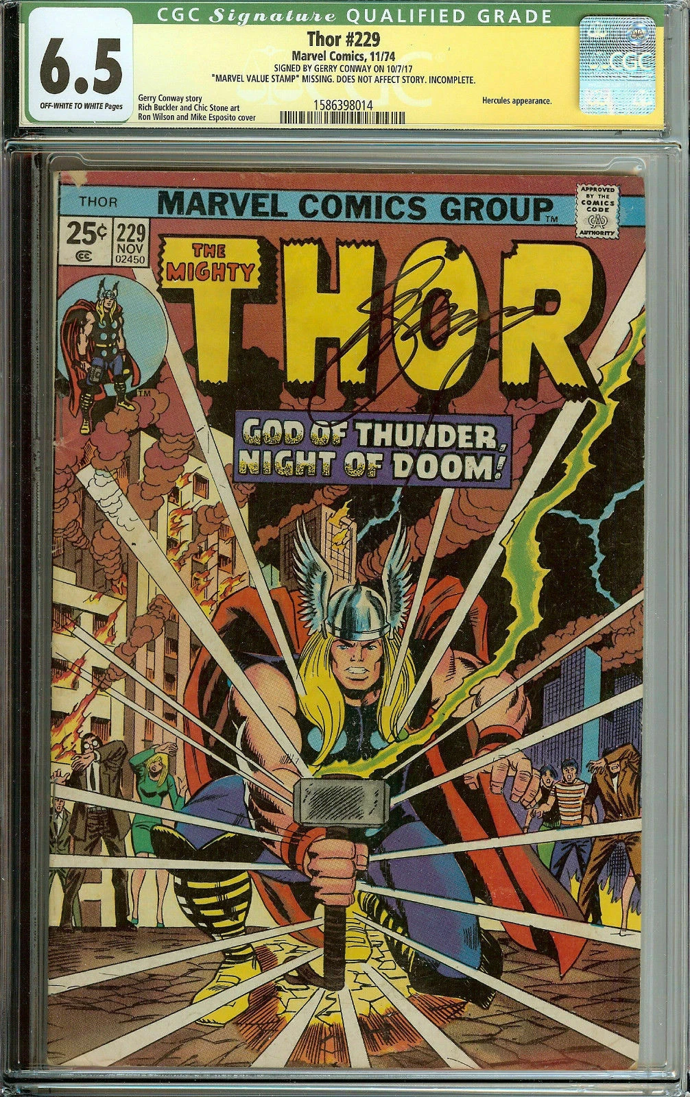 The Mighty Thor #229 Signed by Gerry Conway CGC 6.5