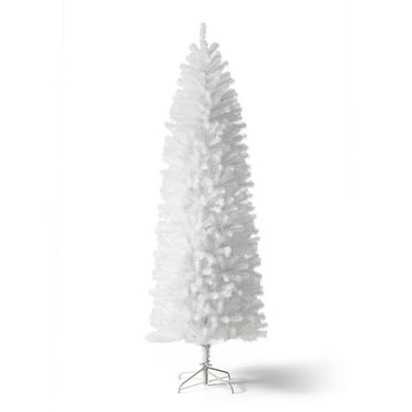 Glitzhome 7.5ft White Pencil Tinsel Artificial Christmas Tree