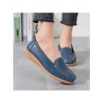 thumbnail image 4 of Lacyhop Women's Comfortable Leather Loafers Wide Width Slip On Walking Shoe Casual Round Toe Moccasins Driving Flats Dark Blue 5.5, 4 of 5
