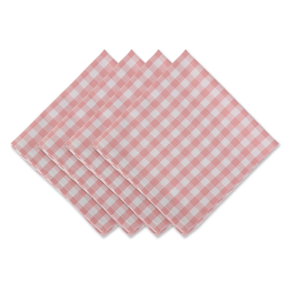 Set of 4 Pink and White Gingham Napkin, 20"