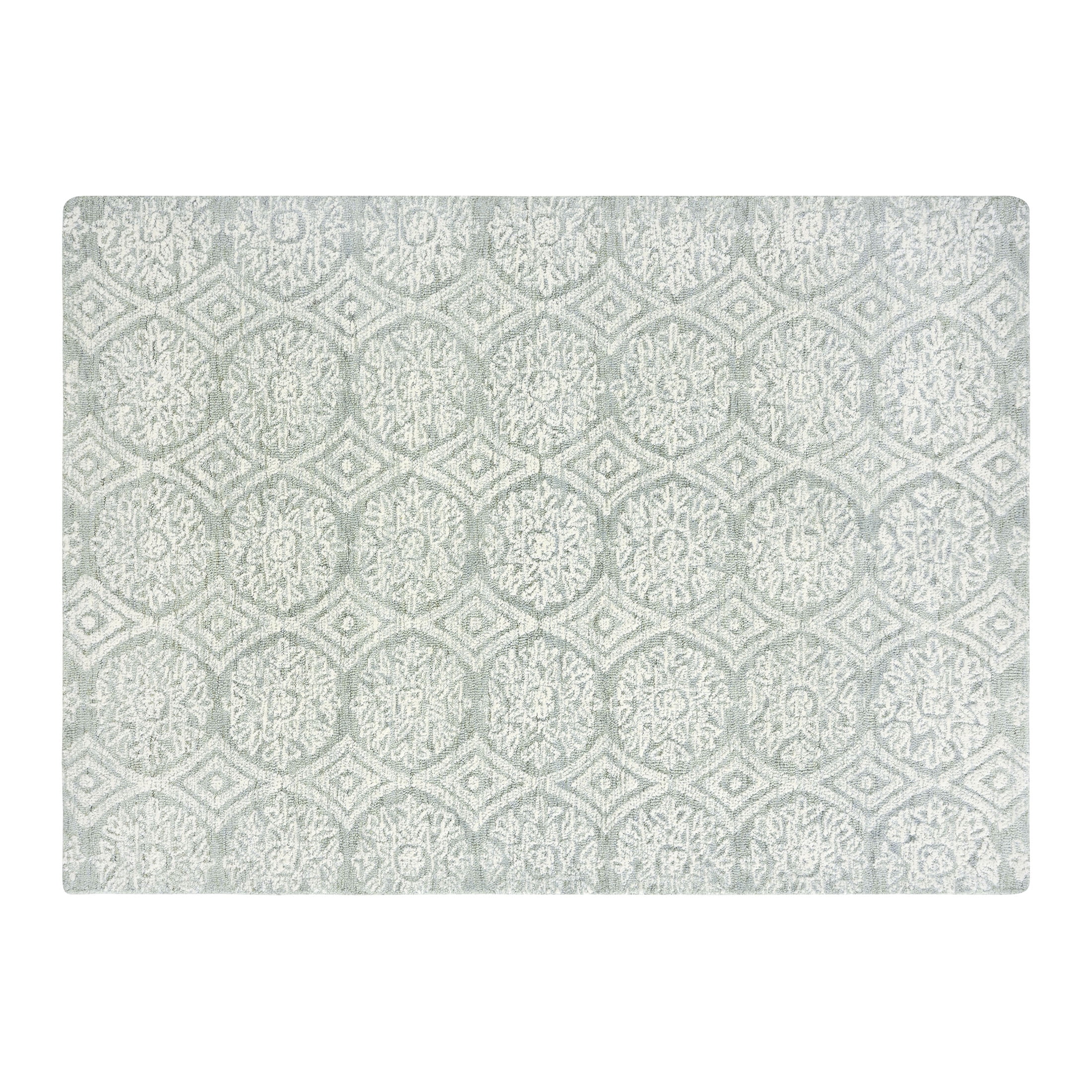 Better Homes & Gardens Suzani Muted Green Medallion Wool Indoor Area Rug, 5 ft x 7 ft