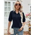 thumbnail image 2 of ZHENWEI Women's V Neck Short Sleeve Polo Shirts Button Down Collared Tops Loose Casual Tunic Blouses, 2 of 7