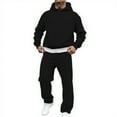 thumbnail image 2 of Unisex Solid Sweatshirt & Wide Leg Pants Set Color: Black Size: XXXL, 2 of 3