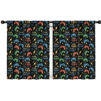 Blackout Kids Curtains,Colorful Controllers Games Stars Black Pattern Childrens Insulated Curtains Set Of 2,Bedroom Essentials,Toddler Room Decor 42"x54"