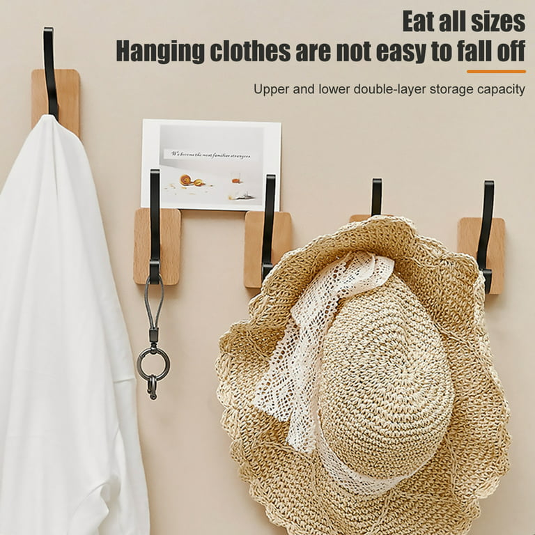 Wooden Coat Hooks 4 Pack Wood Wall Hooks for Hanging Hats Coats Clothing Hanger (Beech), Size: 3.1, White