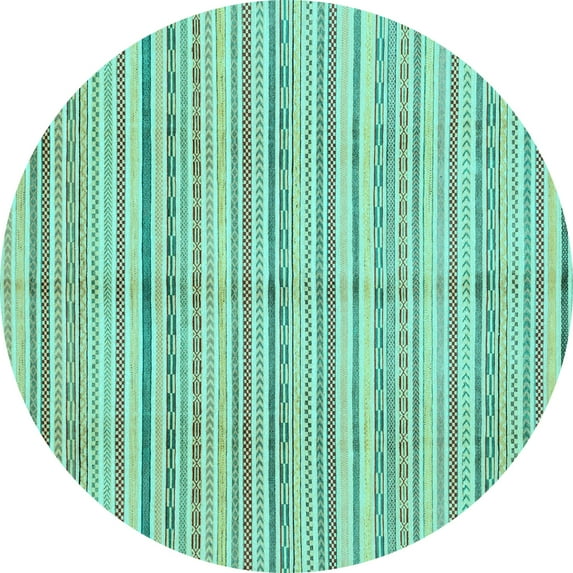 Ahgly Company Indoor Round Abstract Light Blue Modern Area Rugs, 5' Round