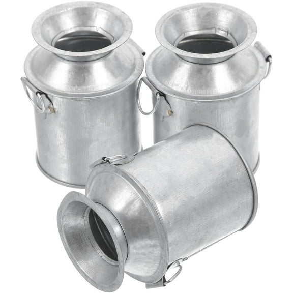 ABPETE 3Pcs Mini Milk Jug Vases, Small Metal Buckets for Crafts, Iron Flower Pots for Succulents, Vintage Decorative Miniature Cans for Home Decor, 2.36x1.77x1.57in