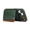 thumbnail image 5 of Wallet Case for iPhone 15, with Wrist Strap 360 Rotating Finger Ring Flip Zipper PU Leather Stand Card Slots Shockproof Drop Protective Phone Cover Girls Women Magnetic Buckle, Green, 5 of 7