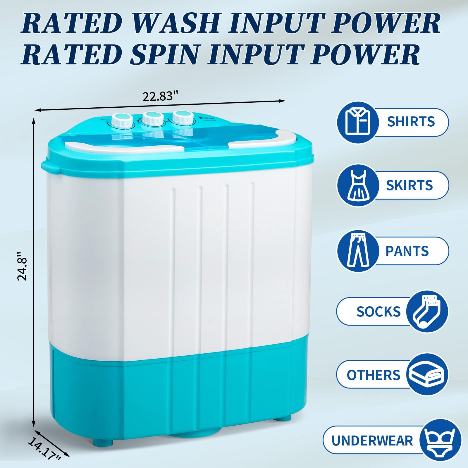 LINJH Portable Washing Machine Twin Tub 10Lbs Capacity Clean Washer Spinner Combo