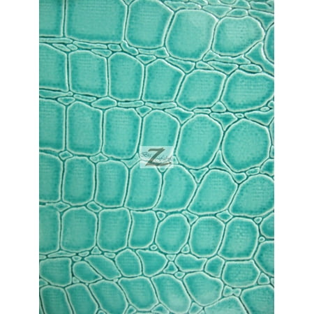 Vinyl Faux Fake Leather Pleather Embossed Shiny Alligator Fabric / Mint / Sold By The Yard