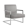 thumbnail image 2 of Finn Light Grey/Chrome PU Leather Accent Chair - Square Arm, Stainless Steel Frame, 2 of 10