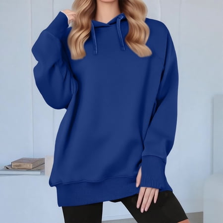 Coorders Womens Oversized Hoodies with Long Sleeve Drawstring Fleece Hoodie Fall Winter Sweatshirt with Pocket Blue Size XL