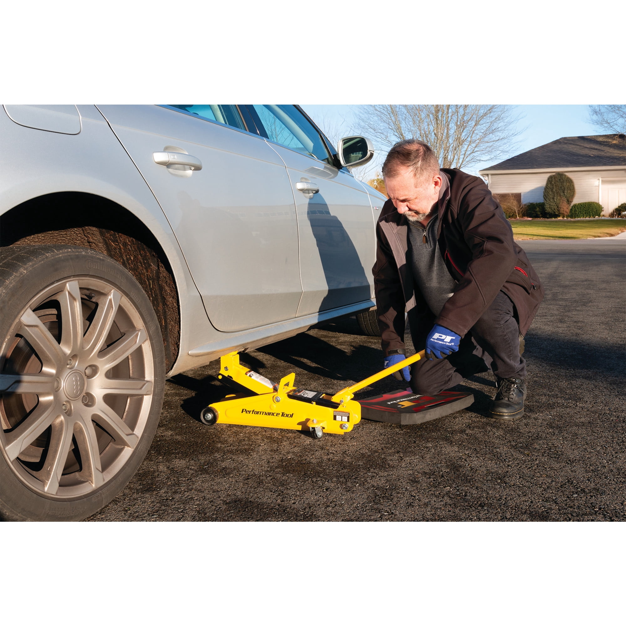 Performance Tool W1614 2 Ton Capacity Steel Floor Jack, Yellow