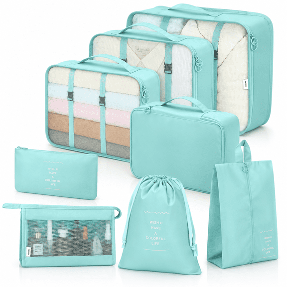 8Pcs Packing Cubes for Luggage ,Travel Packing Organizers Packing Cubes for Travel (Light Green)