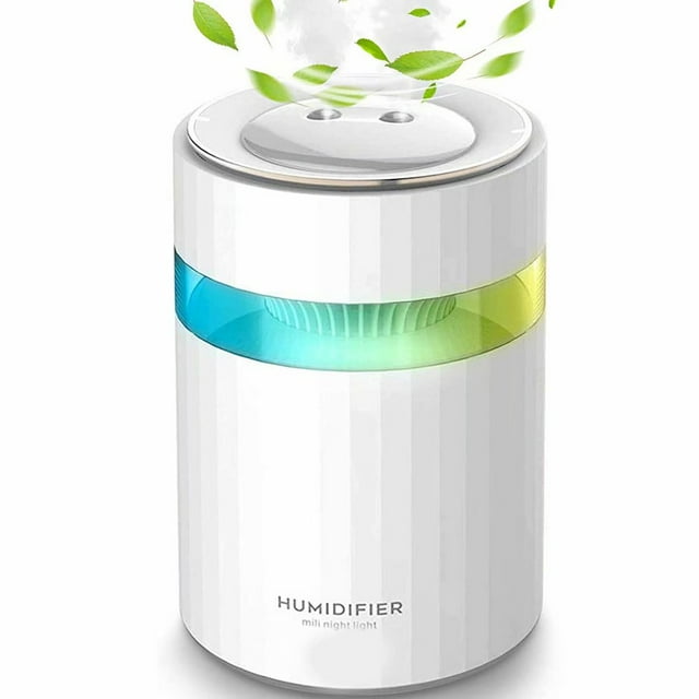 Humidificador de aire de 900 ml, difusor de aceites esenciales de vapor frío, humidificador USB portátil para bebés, humidificador ultrasónico silencioso, color blanco